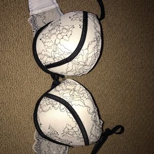 Black and white lace bra